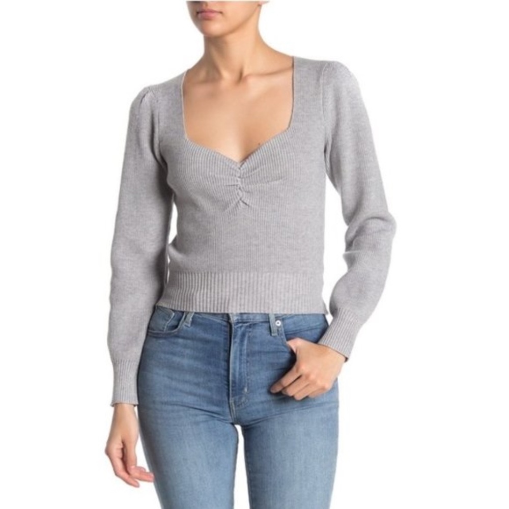Astr Light Gray V-Neck Sweater